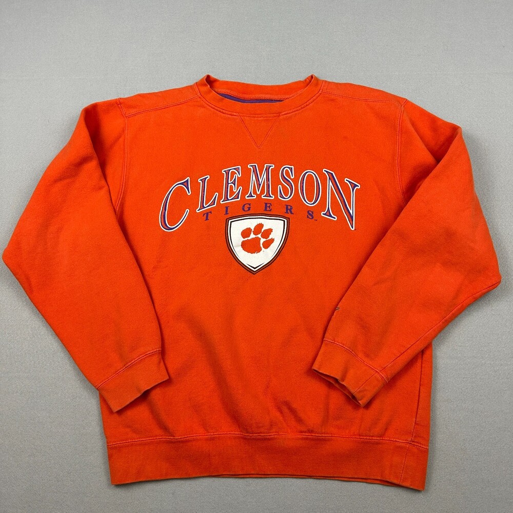 Vintage Clemson Tigers Sweatshirt Men Medium Orange Starter Crewneck Pullover M